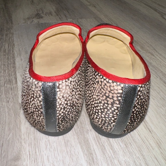 💝Cole Haan Sabrina Loafers Real Calf Cow Fur Hair Slip On Black Red Trim Size 5 - Picture 5 of 8